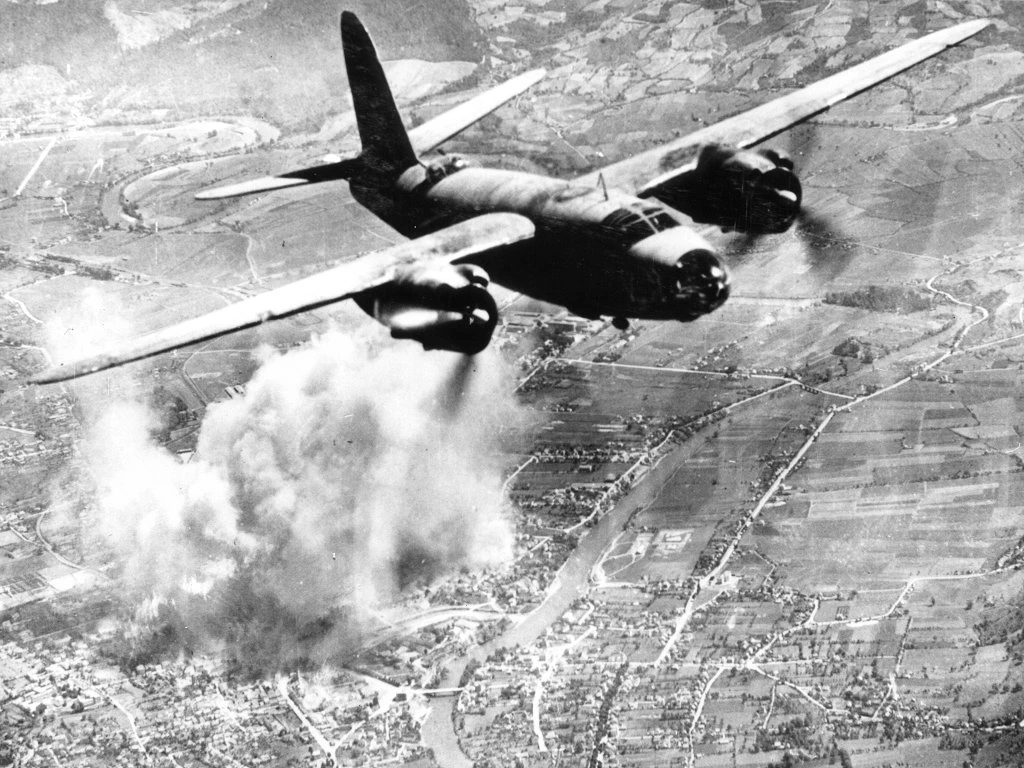 B-26 della RAF in volo su Banja Luka
